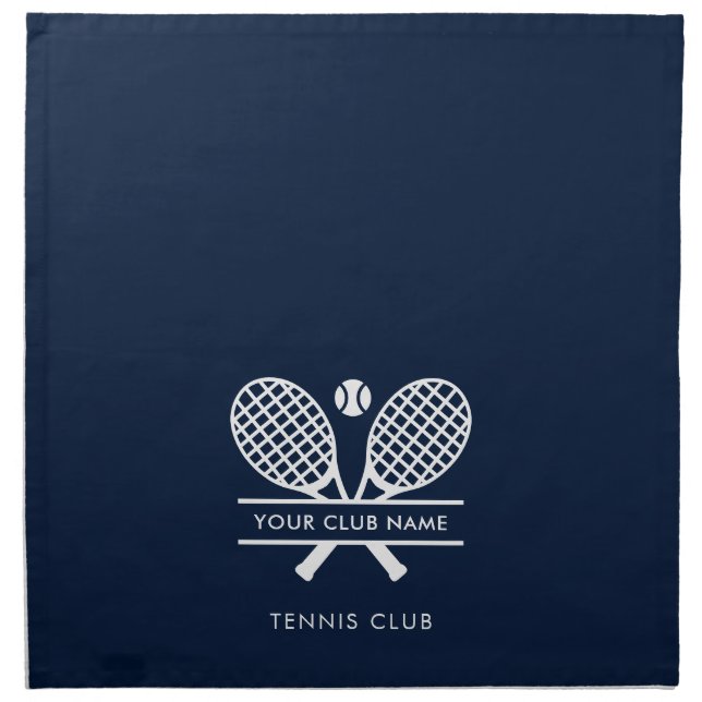 Add Your Club Name Tennis Team Navy Blue Cloth Napkin (Front)