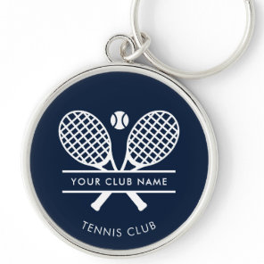 Add Your Club Name Tennis Team Navy Blue Custom Keychain