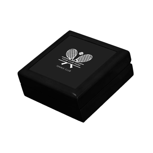 Add Your Club Name Tennis Team Players Black Gift Box (Side)