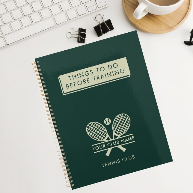 Add Your Club Name Tennis Team Players Green 2025 Planner (Lawn Tennis Club Rackets and Ball Motif Journal Notebook)