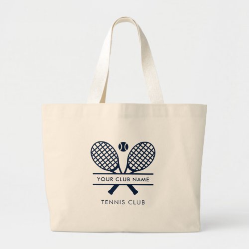 Add Your Club Name Tennis Team Promotional Swag Large Tote Bag