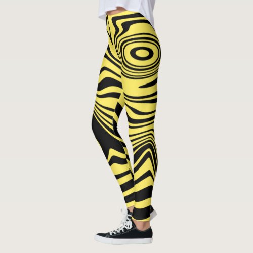 Add Your Color Leggings Abstract Wavy Black Lines
