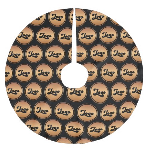Add Your Company Business Custom Gold Logo Pattern Brushed Polyester Tree Skirt