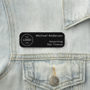 Add your company business event logo black  name tag