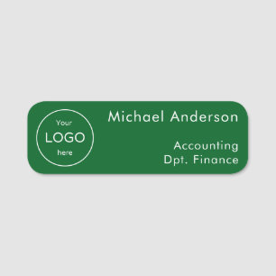 Add your company business event logo green  name tag