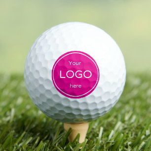 Add your company business logo golfing bright pink golf balls