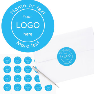 Add your company business shop logo blue  classic round sticker