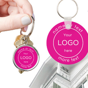 Add your company business shop logo house pink keychain