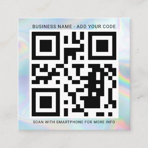 Add Your Company Logo and QR Code DIY Holographic Square Business Card