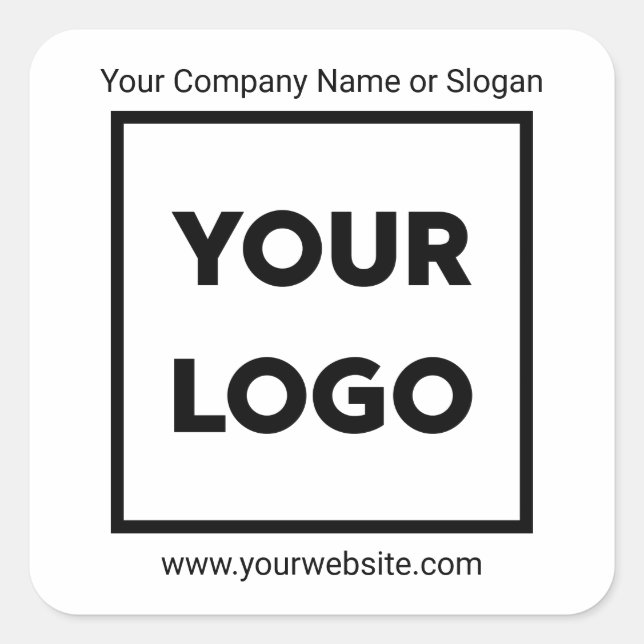 Add Your Company Logo, Business Website and Slogan Square Sticker (Front)