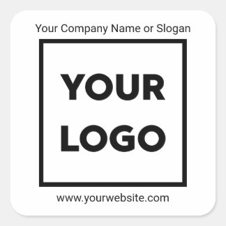 Add Your Company Logo, Business Website and Slogan Square Sticker