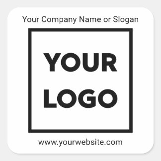 Add Your Company Logo, Business Website and Slogan Square Sticker