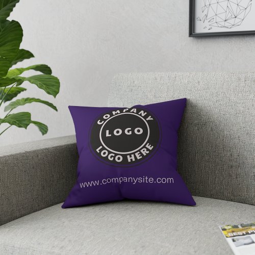 Add Your Company Logo Business Website Purple Throw Pillow