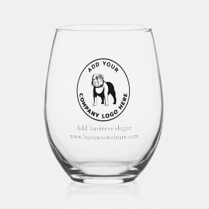 Add Your Company Logo Corporate Website Stemless Wine Glass