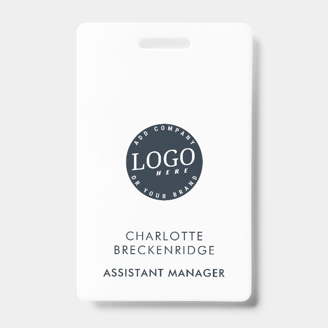 Add Your Company Logo Employees Staff ID Badge (Front)