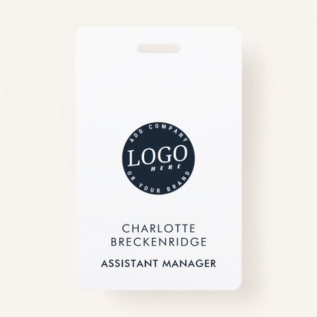 Add Your Company Logo Employees Staff ID Badge (Front)