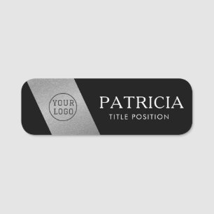 Add Your Company Logo Here Luxury Black And Silver Name Tag