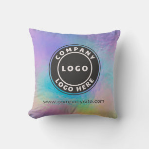 Add Your Company Logo Holographic Business Owner Throw Pillow