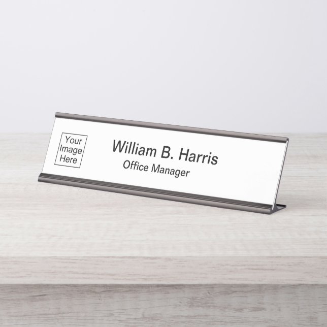 Add Your Company Logo Name Plaques Desk Name Plate (Front)