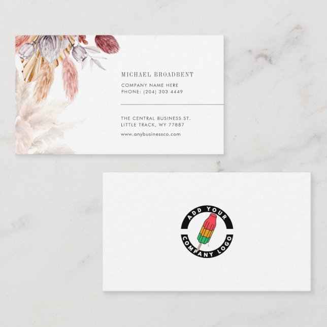 Add Your Company Logo Pampas Grass Tan Business Card (Front/Back)