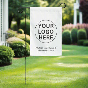 Add Your Company Logo & Text l Promotional White Garden Flag