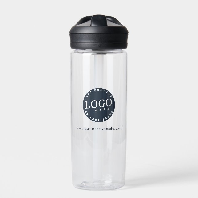 Add Your Company Logo Website Address Employees Water Bottle (Front)