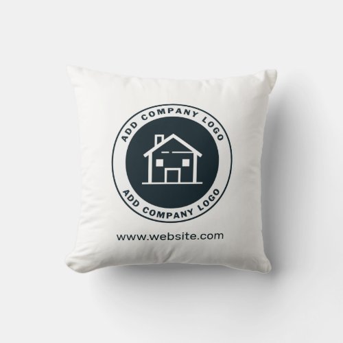 Add Your Company Logo Website Real Estate Custom Throw Pillow