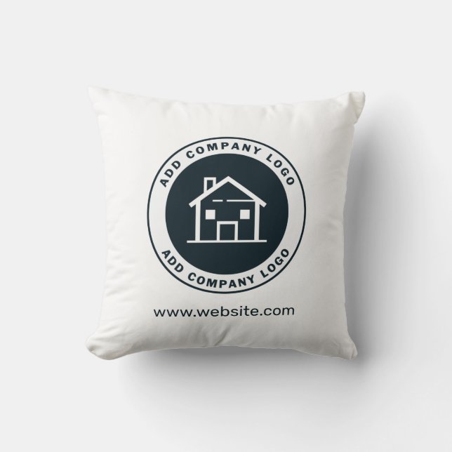 Add Your Company Logo Website Real Estate Custom Throw Pillow (Front)