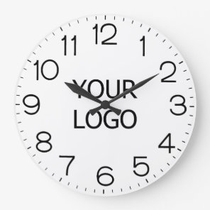Add Your Company's Logo Small Business White Base Large Clock