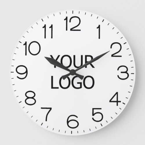 Add Your Companys Logo Small Business White Base Large Clock