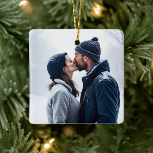 Add Your Couples Photo to this Christmas Ceramic Ornament