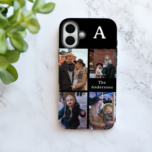 Add Your Custom 4 Photo, Monogrammed & Family Name Case-Mate iPhone Case (Creator Uploaded)