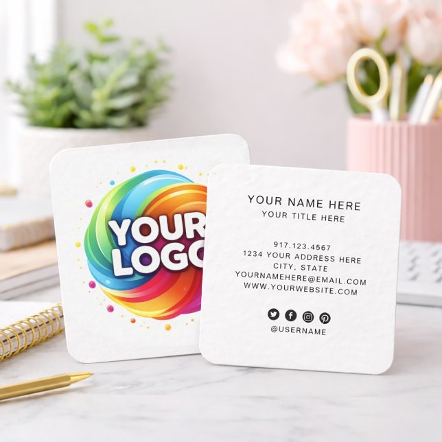 Add Your Custom Circle Logo Professional Square Business Card (Creator Uploaded)