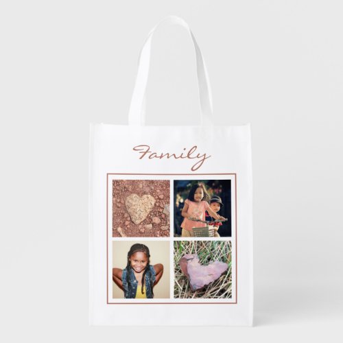 Add Your Custom Individual Family or Pet Photos Grocery Bag