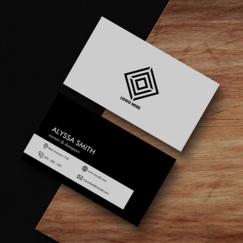 Add your custom logo Black White Simple Minimal Business Card