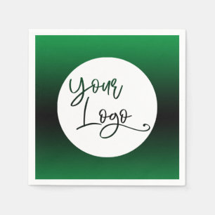 Add Your Custom Logo Bright Green and Black Ombre Napkins