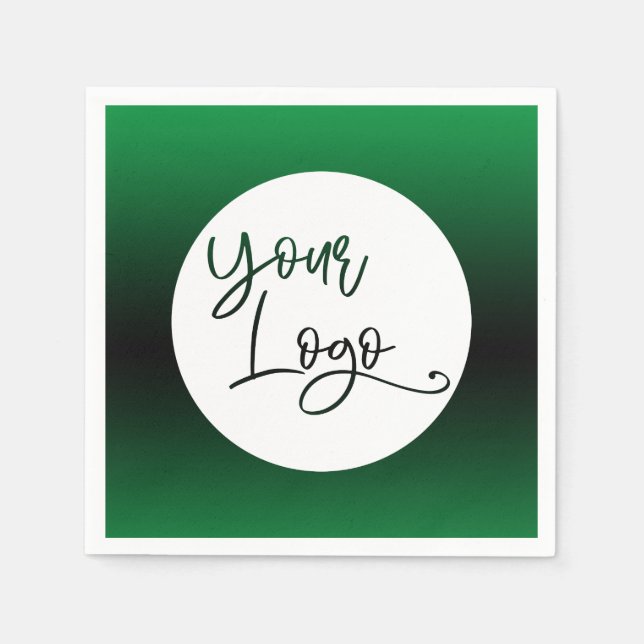 Add Your Custom Logo Bright Green and Black Ombre Napkins (Front)