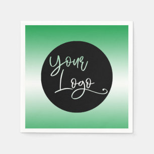 Add Your Custom Logo Bright Green and White Ombre Napkins