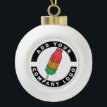 Add Your Custom Logo Business Promotional Ceramic Ball Christmas Ornament<br><div class="desc">Add your brand logo and custom text to this ornament that's perfect for creating brand awareness or as an advertising medium. Available in other colors and sizes. No minimum order quantity and no setup fee.</div>