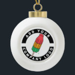 Add Your Custom Logo Business Promotional Ceramic Ball Christmas Ornament<br><div class="desc">Add your brand logo and custom text to this ornament that's perfect for creating brand awareness or as an advertising medium. Available in other colors and sizes. No minimum order quantity and no setup fee.</div>