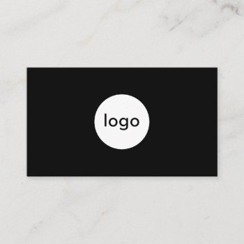 Add Your Custom Logo Circle Professional Black Business Card by moodii at Zazzle