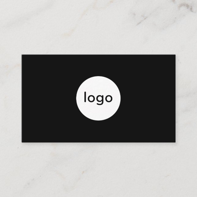 Add your custom logo circle professional black business card (Front)