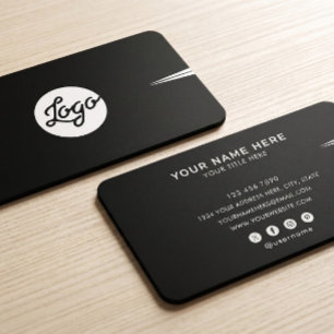 Add Your Custom Logo Circle Professional Black Business Card