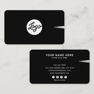 Add Your Custom Logo Circle Professional Black Business Card