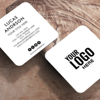 Add your custom logo circle professional white squ square business card
