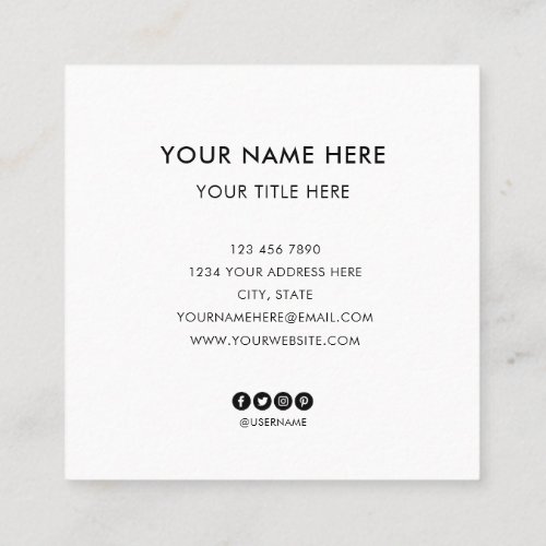 Add your custom logo circle professional white squ square business card