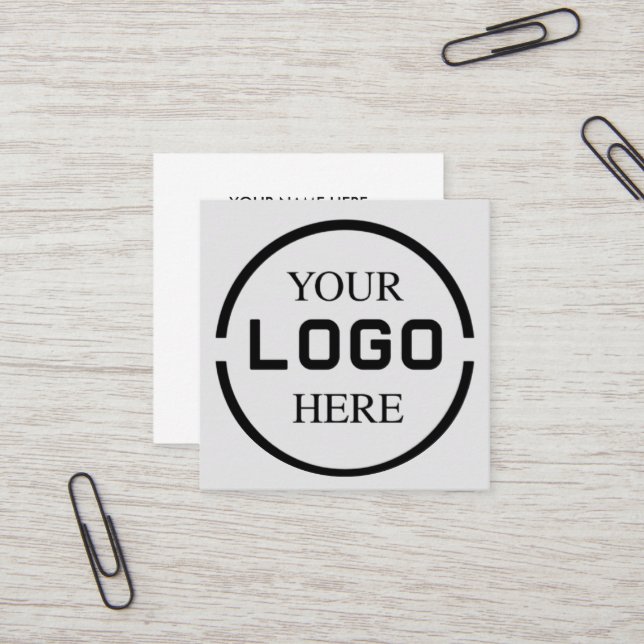 Add your custom logo circle  white square business card (Front/Back In Situ)