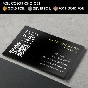Add Your Custom Logo Gold Foil Professional Black Business Cards