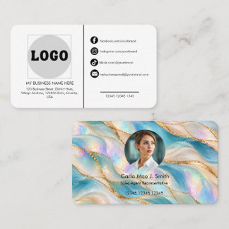 Add your custom logo modern minimalist opal agate  business card