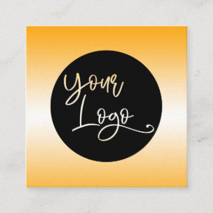 Add Your Custom Logo Orange and White Ombre Square Business Card